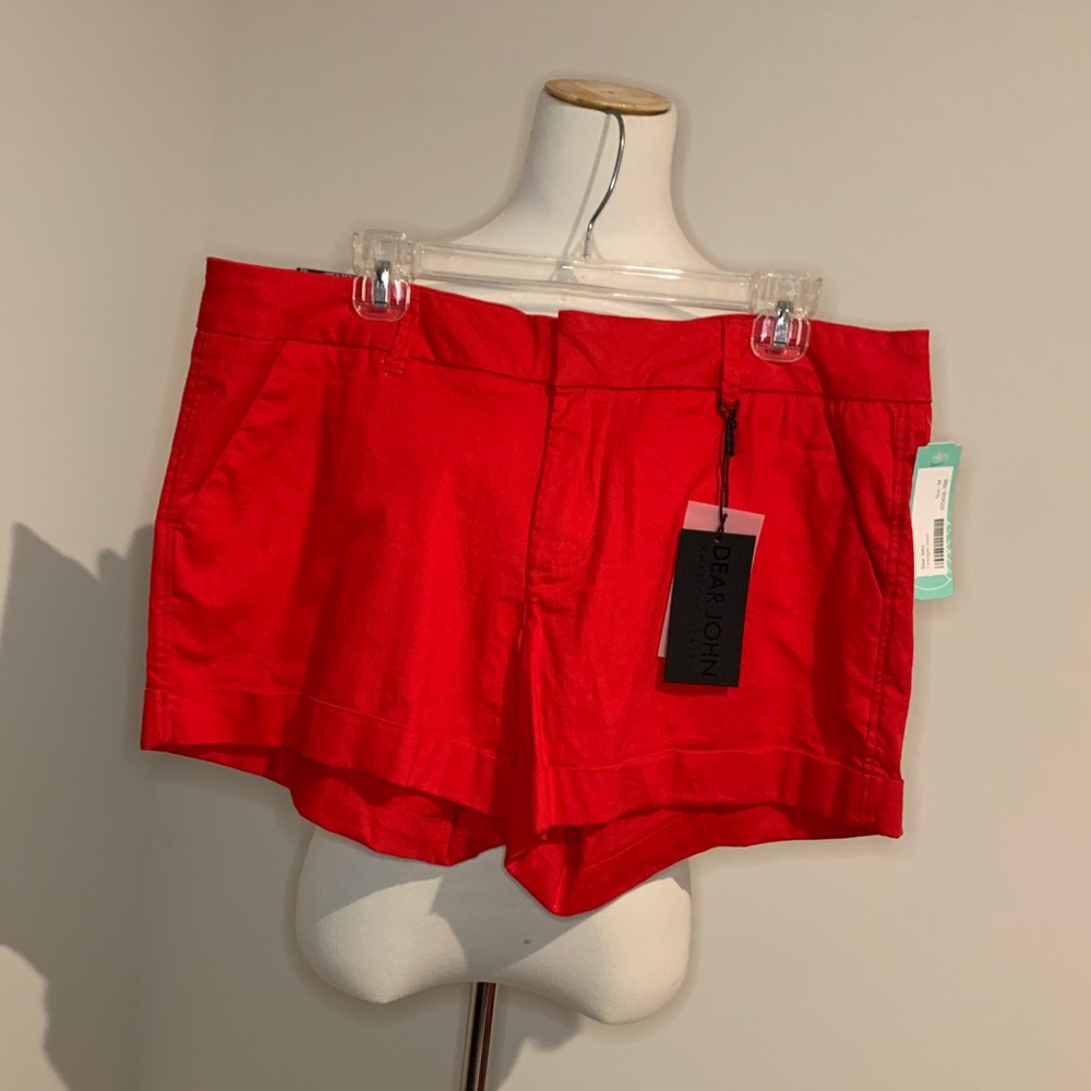 NWT Dear John Finnegan Red Cuffed Shorts